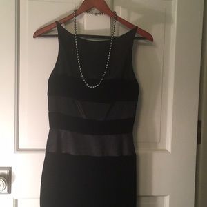 Black velvet and satin tea length formal gown